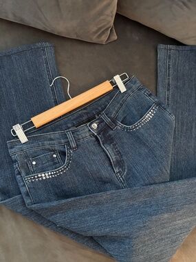 Vintage Christine Alexander Denim Jeans w/ Swarovski Crystal Embellishments